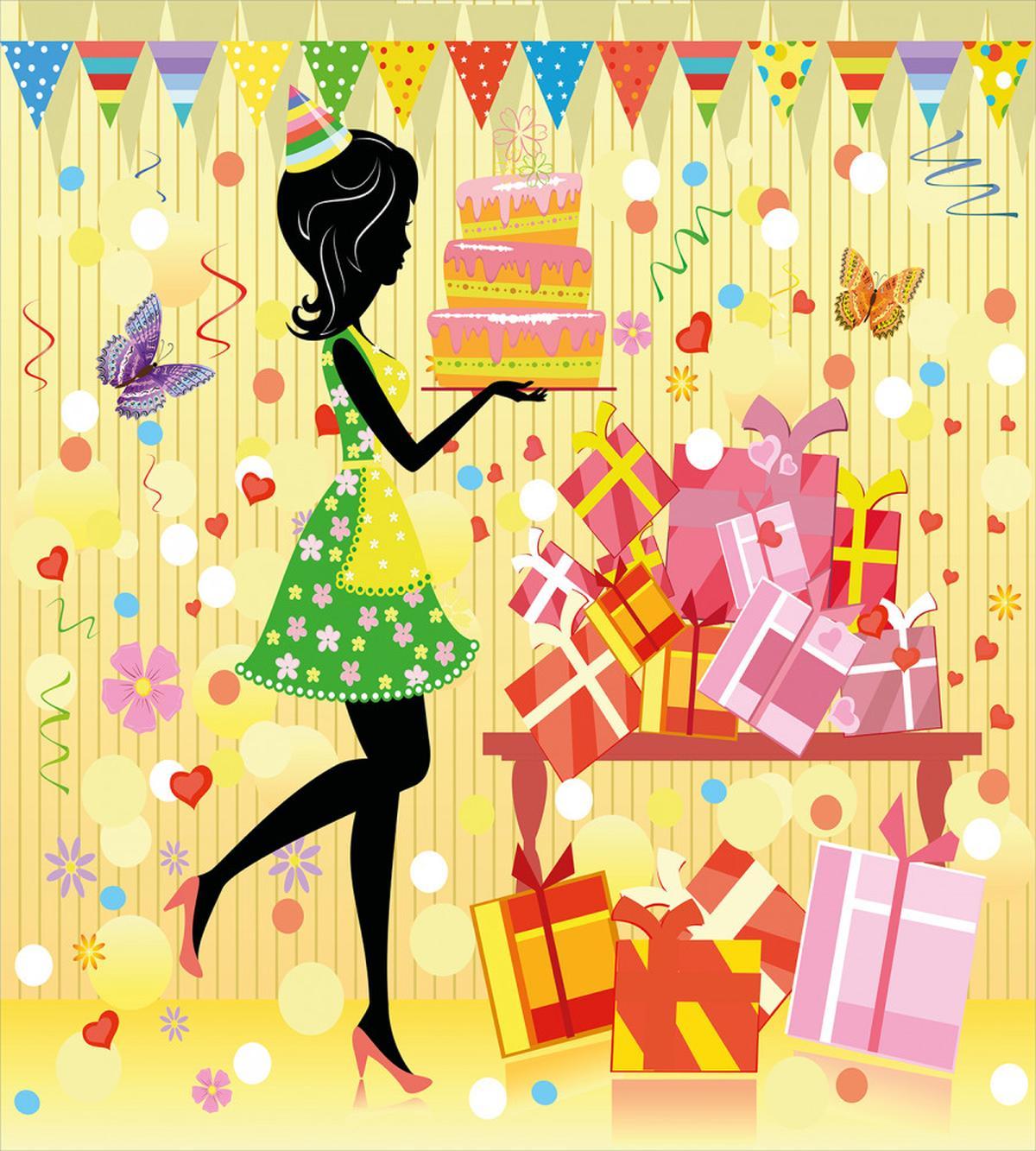 Woman with Birthday Cake — Pattern