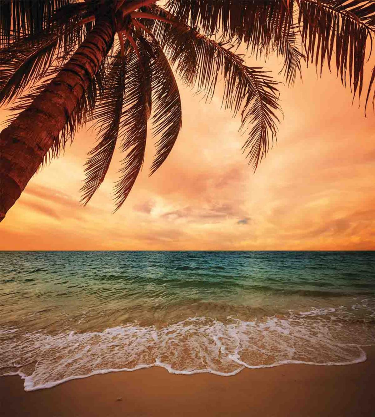 Exotic Seascape with Palm — Pattern