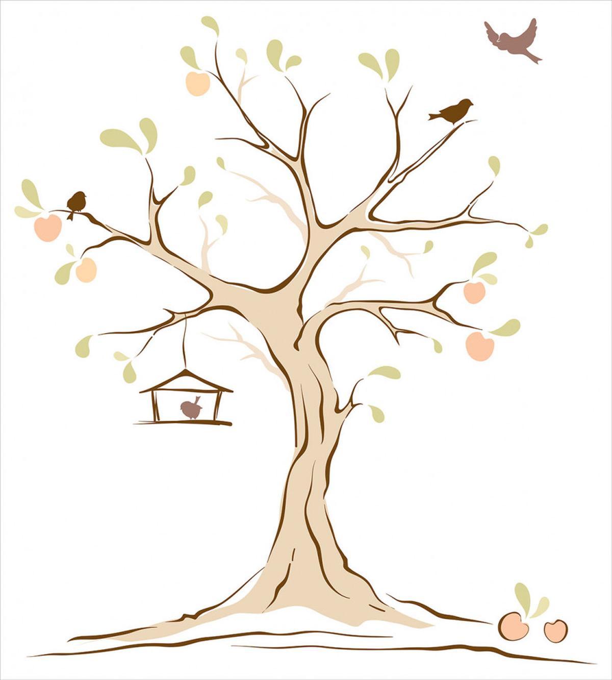 Apple Flying Birds Art — Pattern