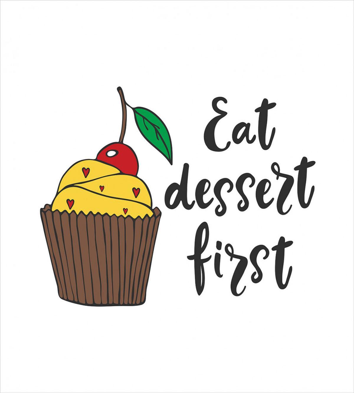 Cherry Top Cupcake Cartoon — Pattern