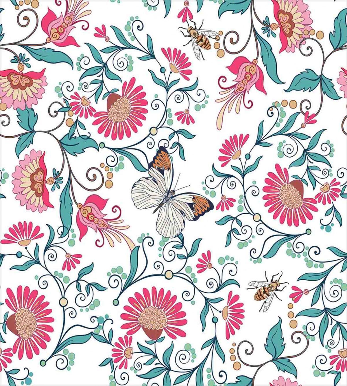 Vintage Floral Art Insects — Pattern