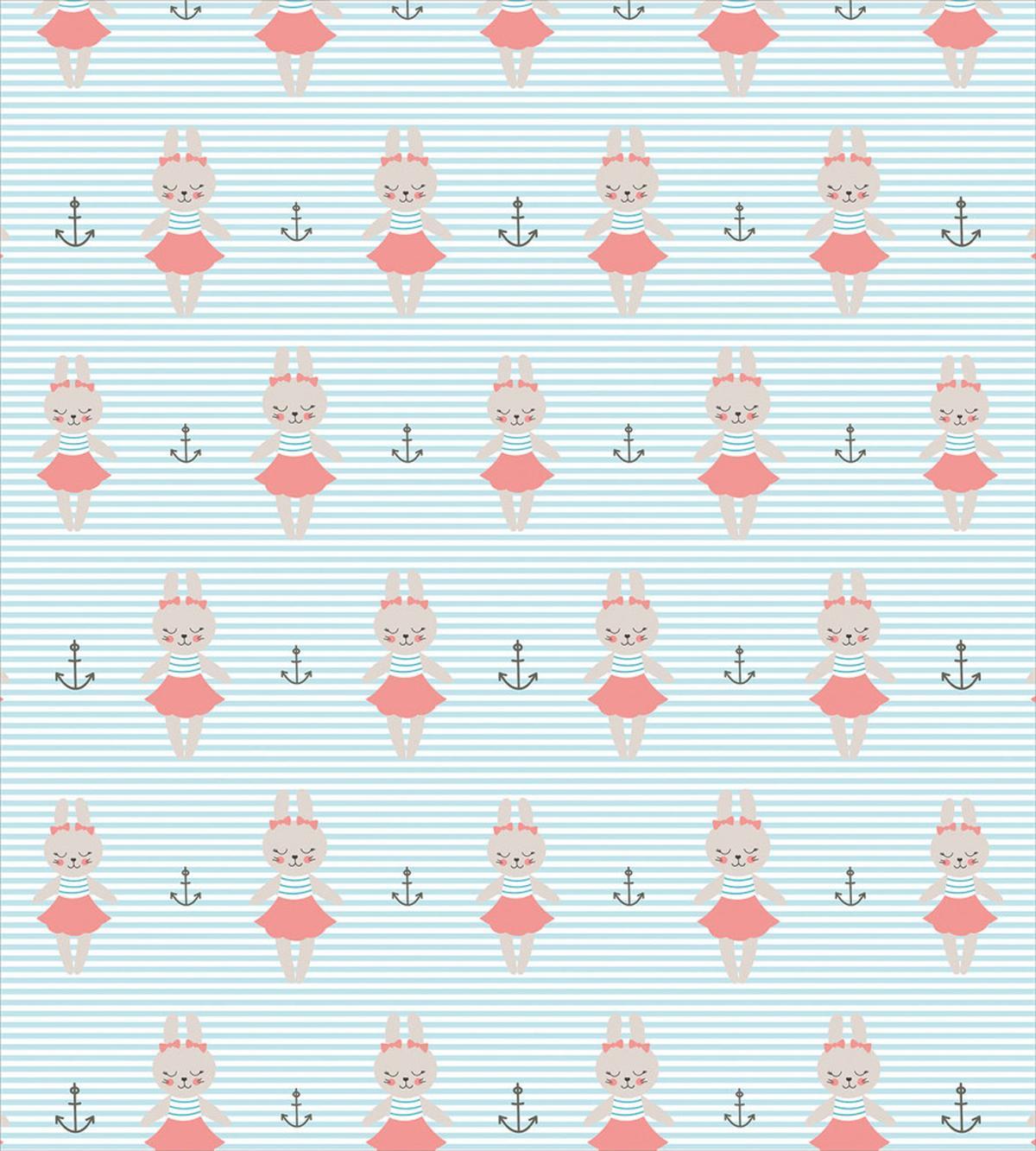Bunnies on Oceanic Stripes — Pattern
