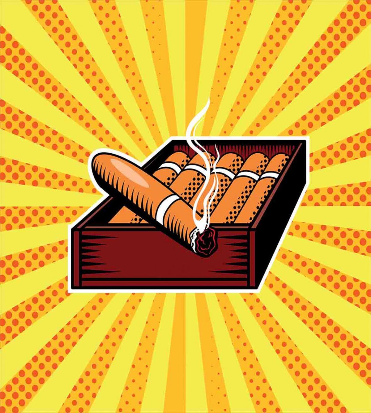 Cigar Box in Pop Art Style — Pattern