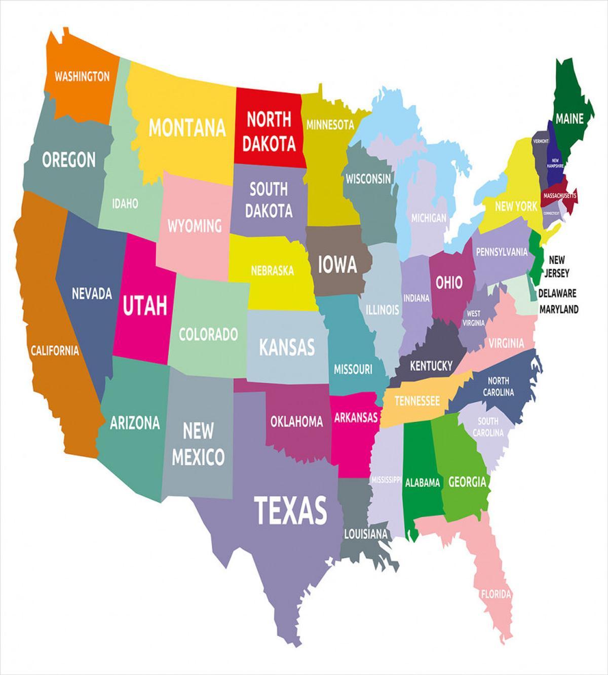 USA Map Colorful States — Pattern