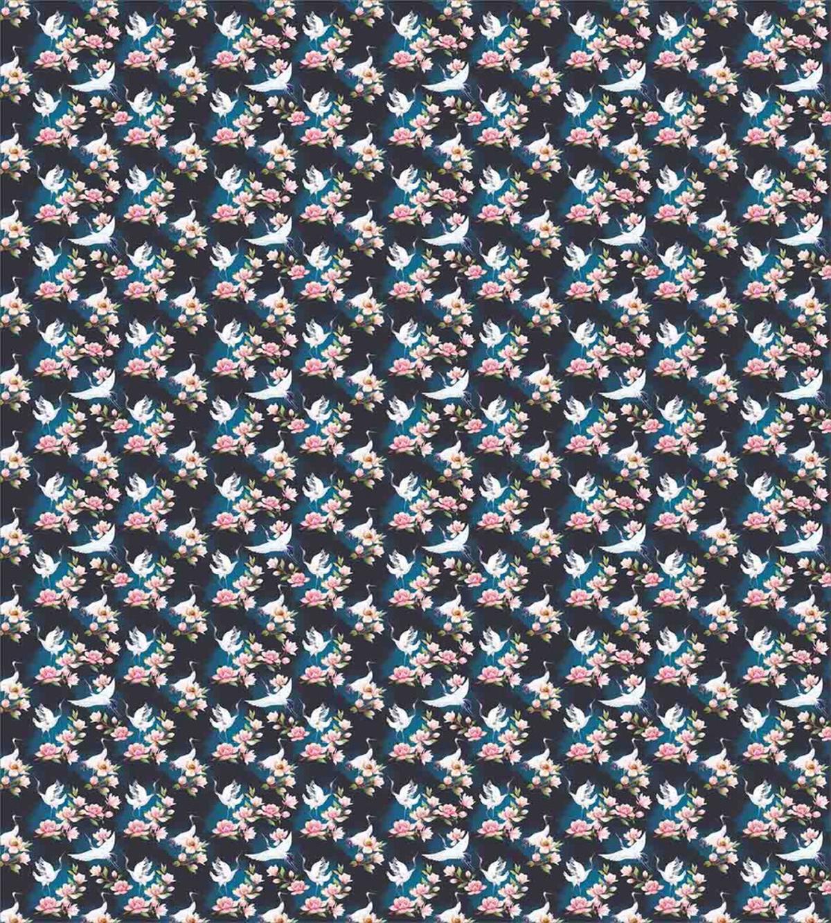Cranes and Pinky Magnolia — Pattern