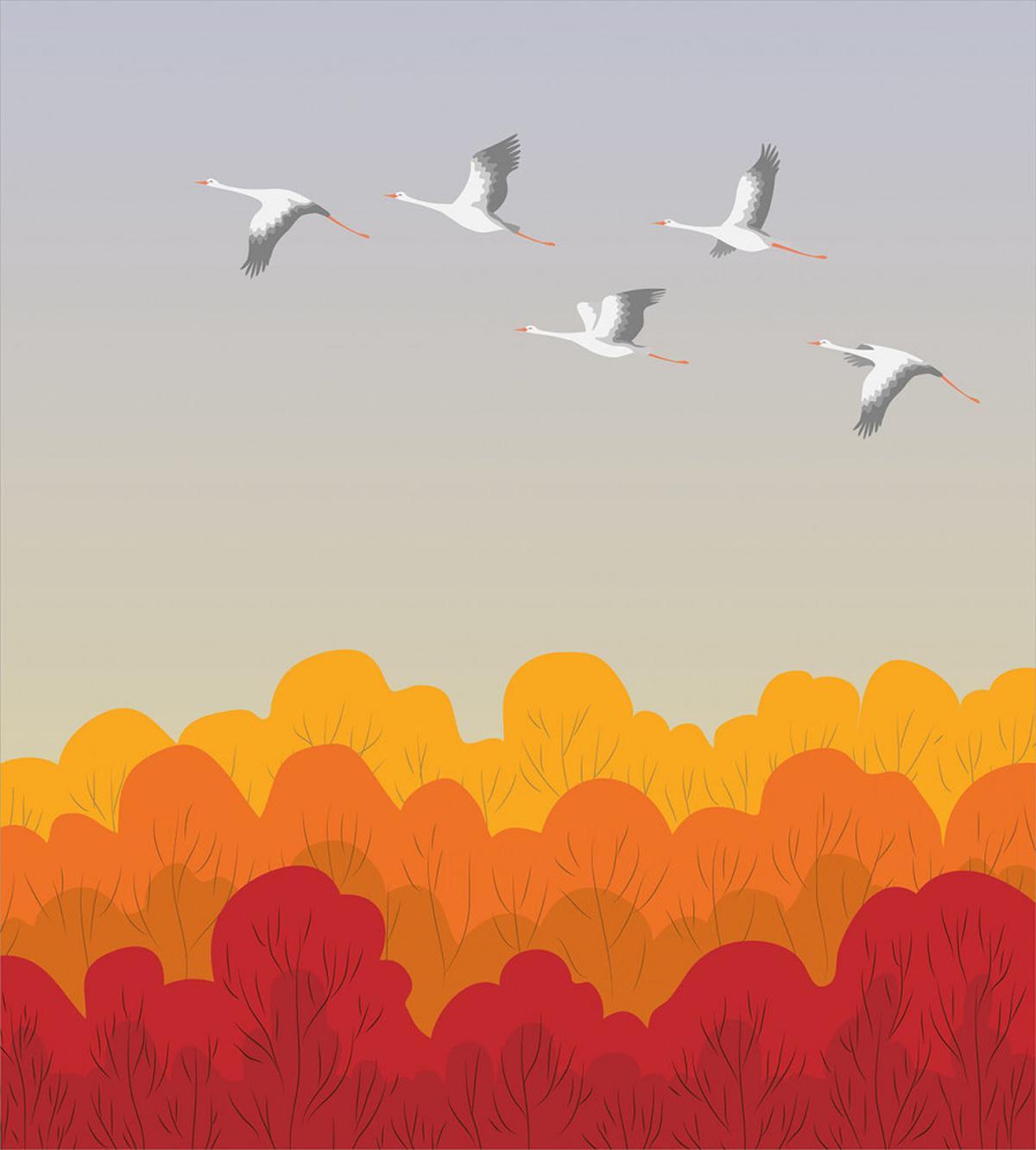 Flying Strokes Autumn Forest — Pattern