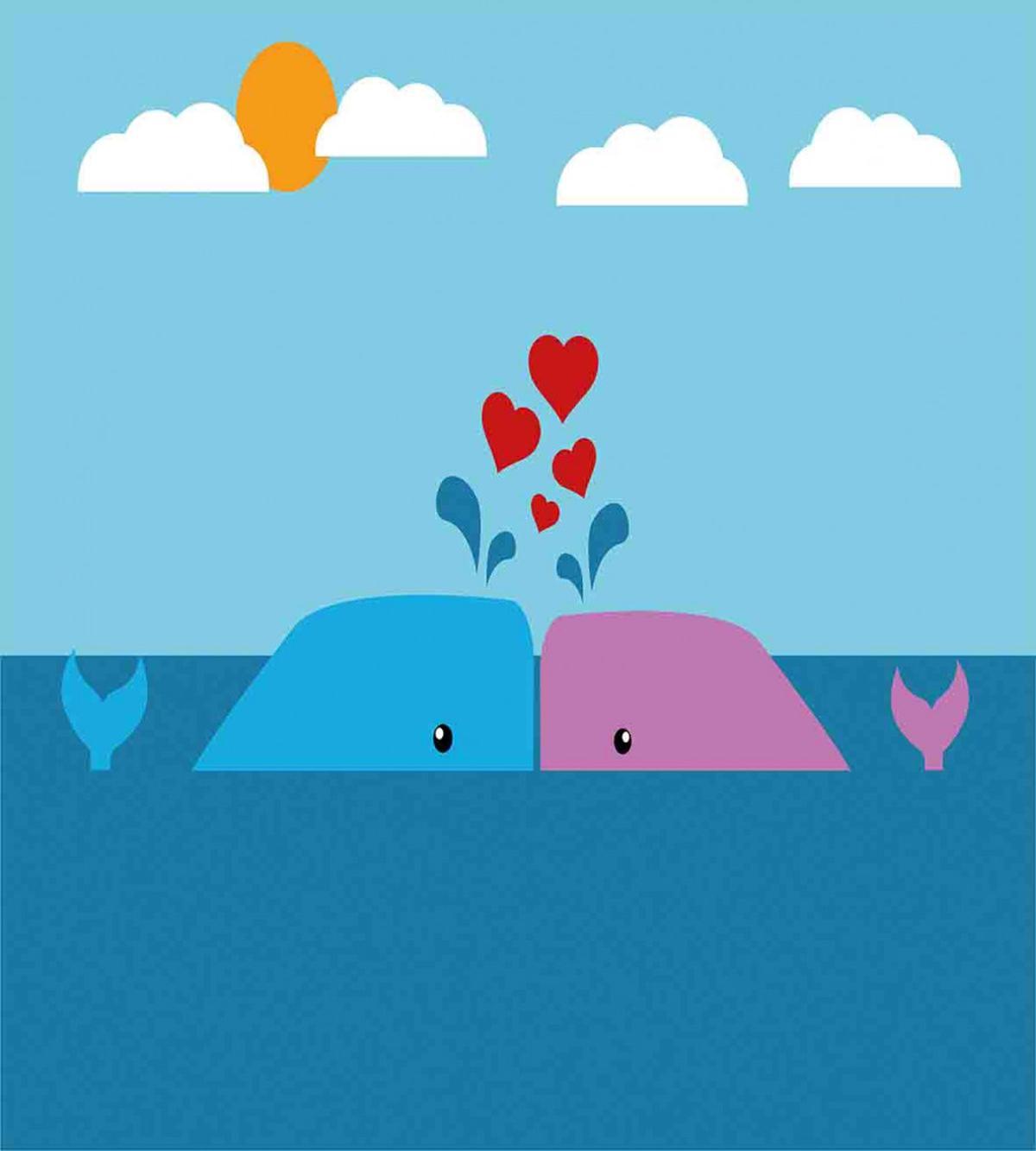 Lover Whales in Ocean — Pattern