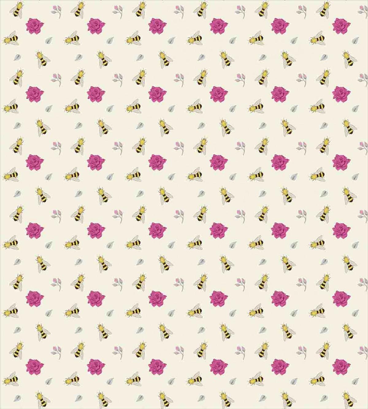 Hand-Drawn Bees Rose Buds — Pattern