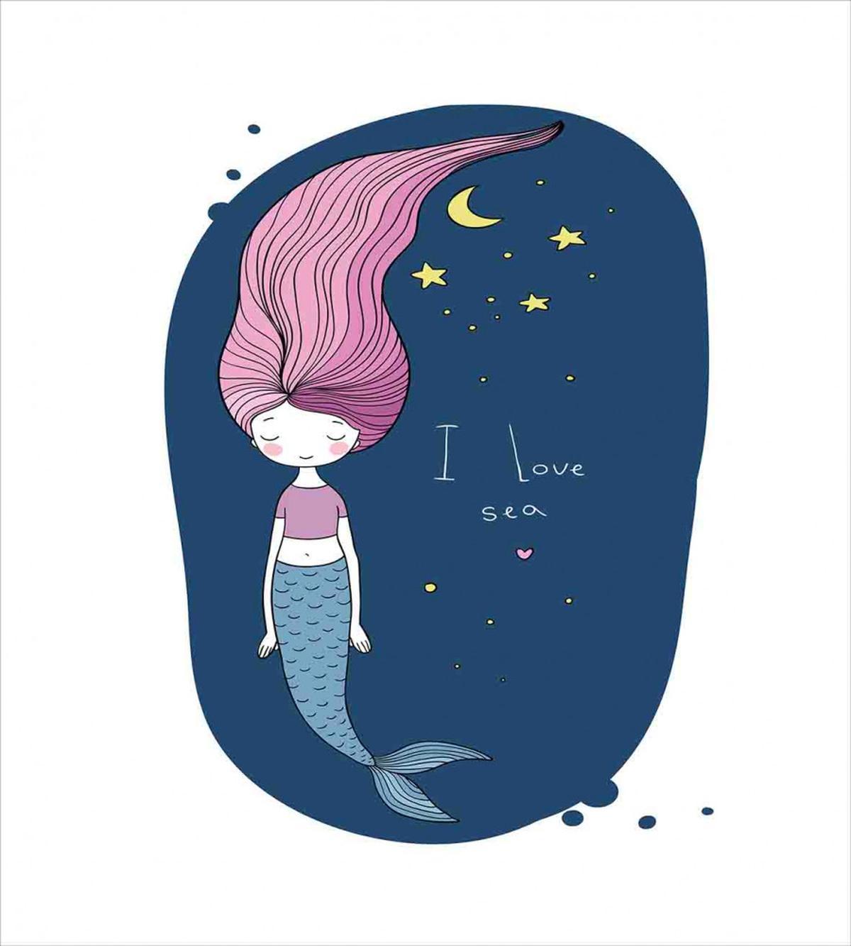 I Love Sea Cartoon Girl — Pattern