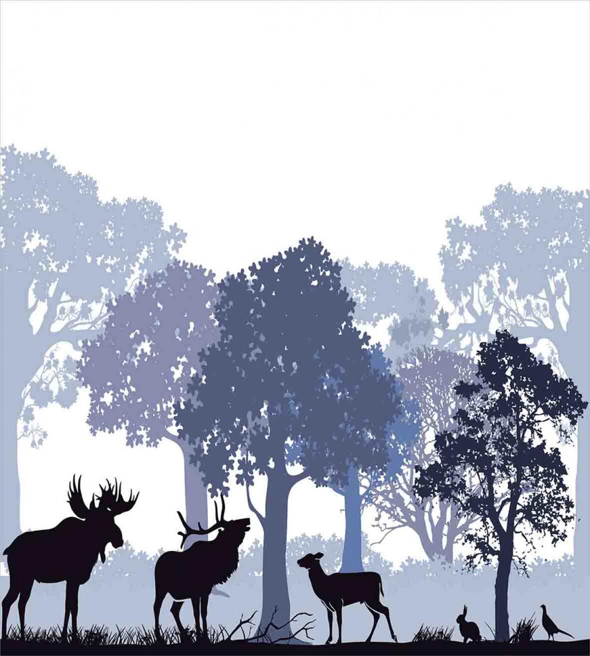 Grey Wild Forest Animals — Pattern