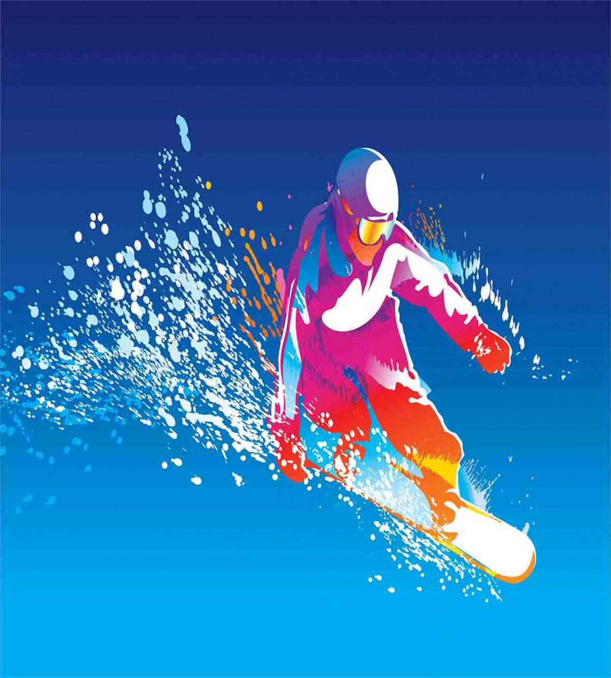 Colorful Snowboarding Man — Pattern