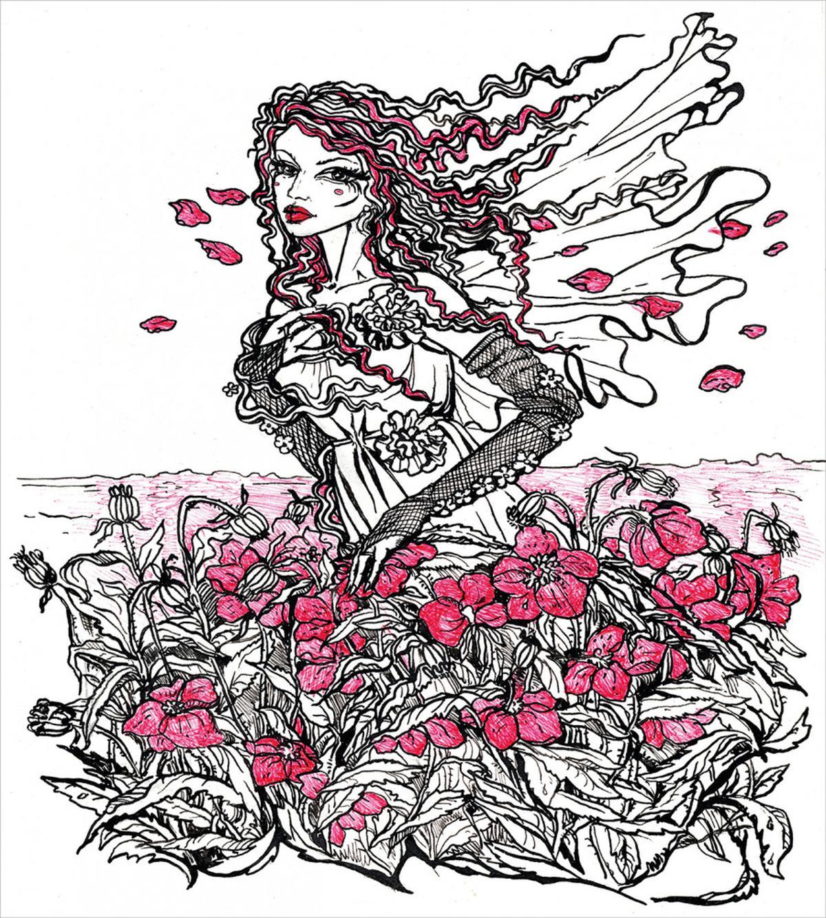 Woman on a Poppy Field — Pattern