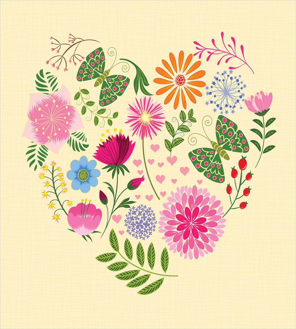 Colorful Flowers Butterflies — Pattern