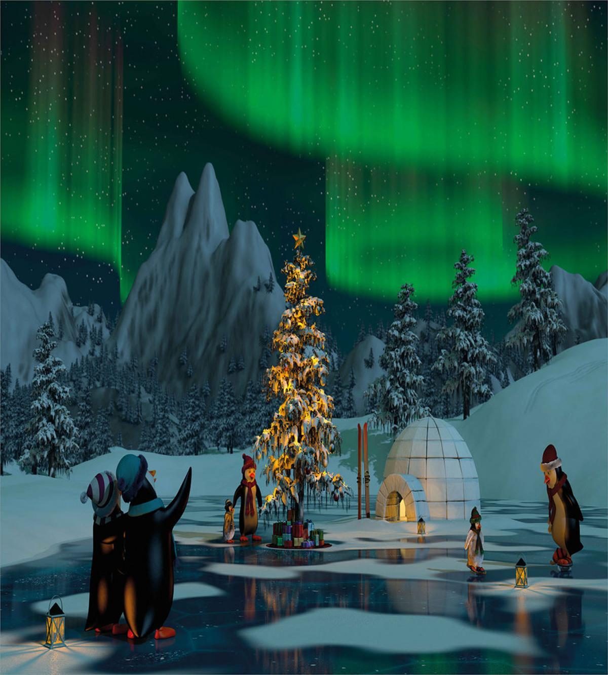 Penguins on Lake — Pattern