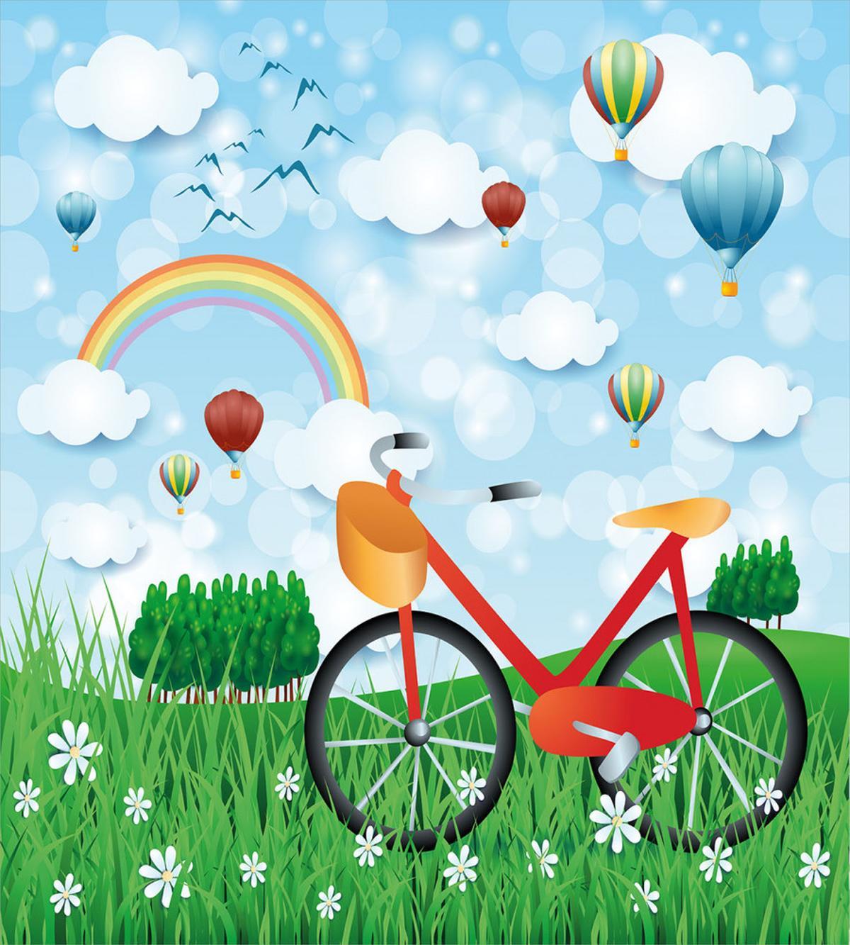 Spring Landscape with Bike — Pattern
