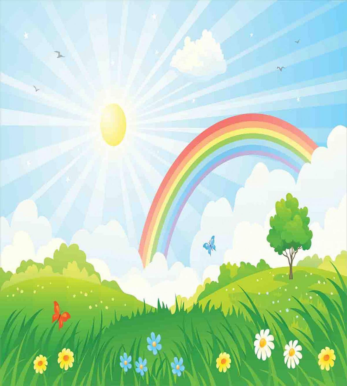 Sun and Rainbow Flowers — Pattern