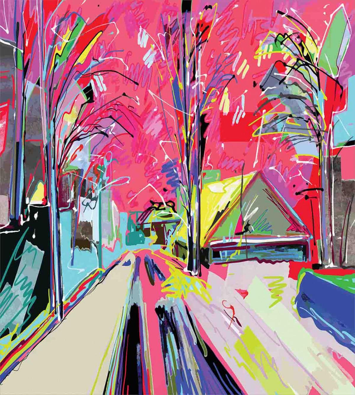 Funky Streets Sketch Trees — Pattern