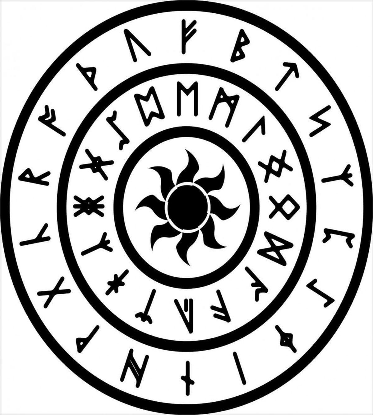 Sun and Nordic Runes — Pattern