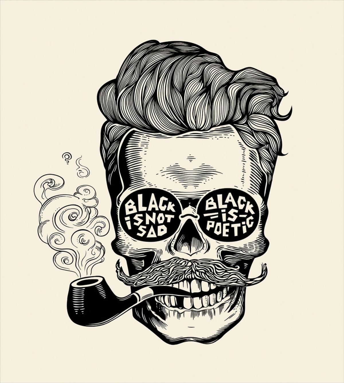Skull with Pipe Glasses — Pattern