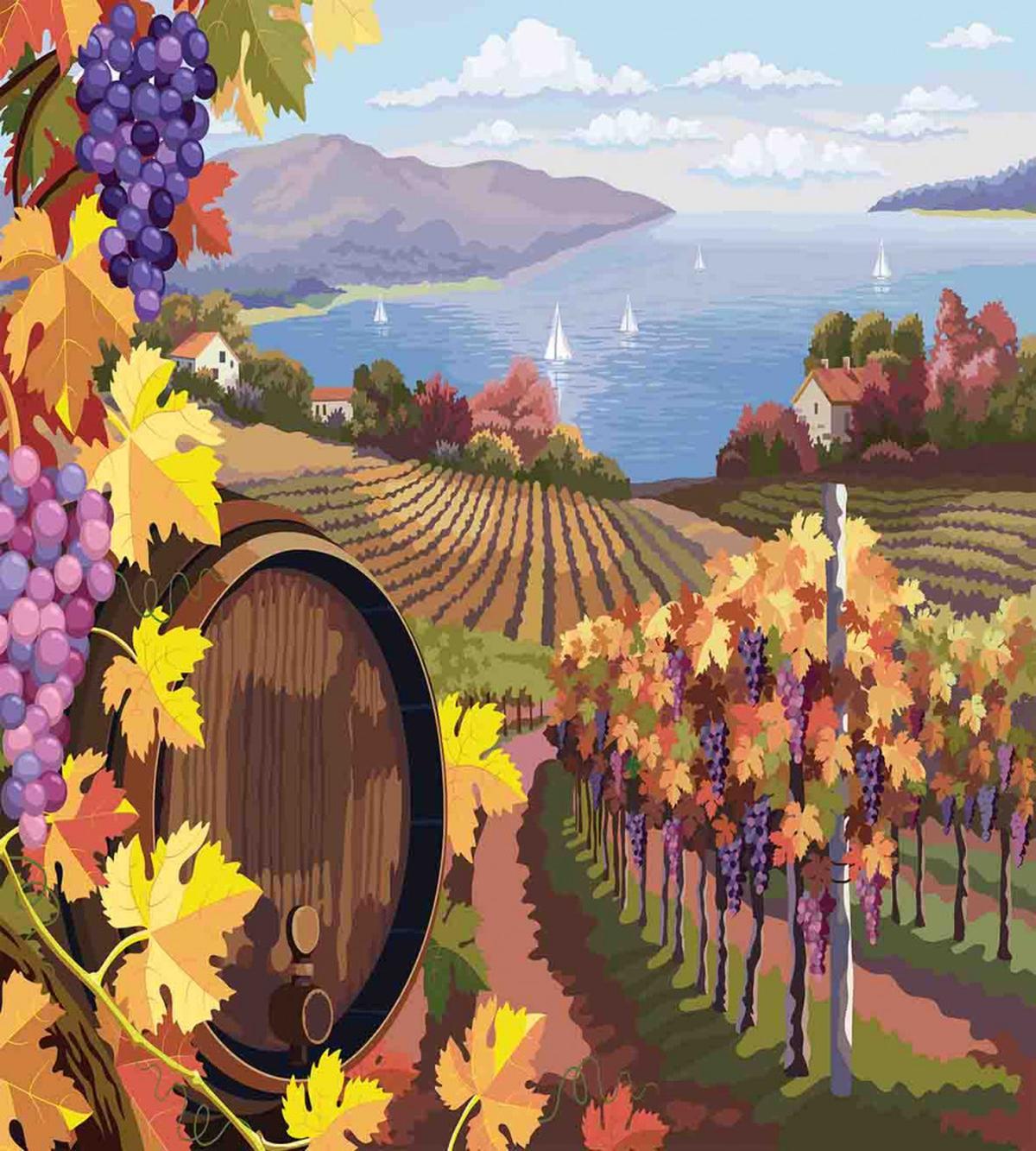 Cartoon Vineyard Grapes — Pattern