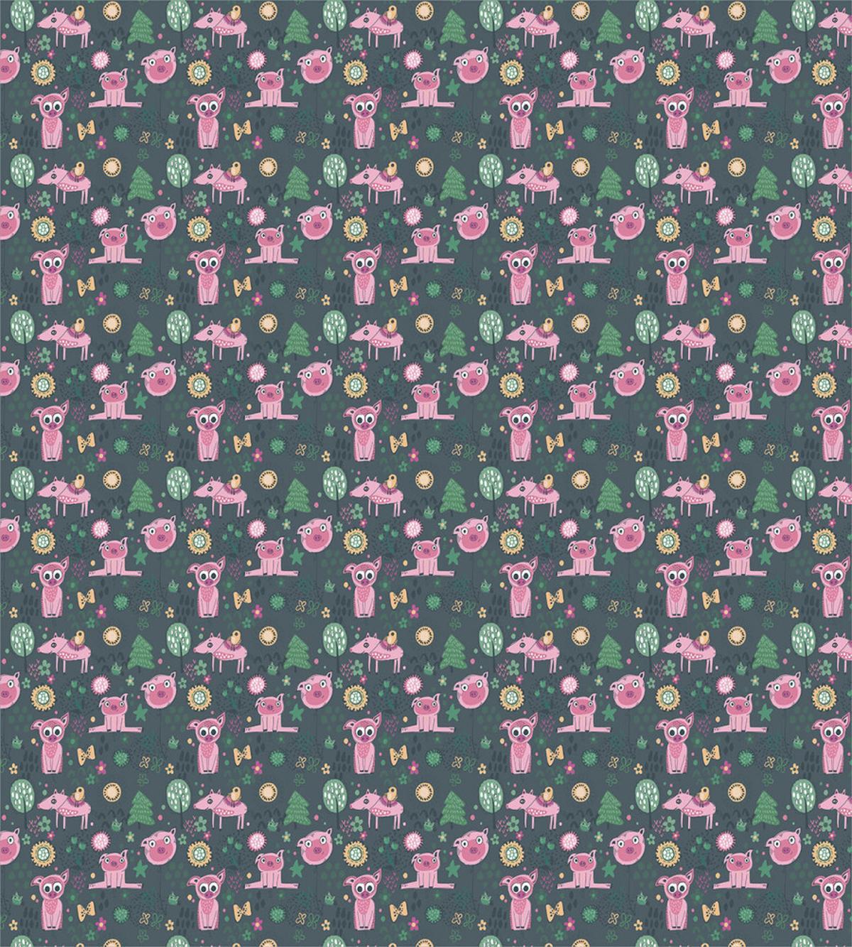 Piglets Flowers Birds Trees — Pattern
