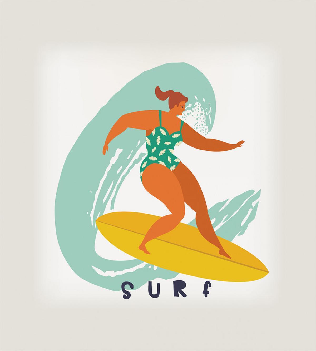 Woman Surfer on the Waves Art — Pattern