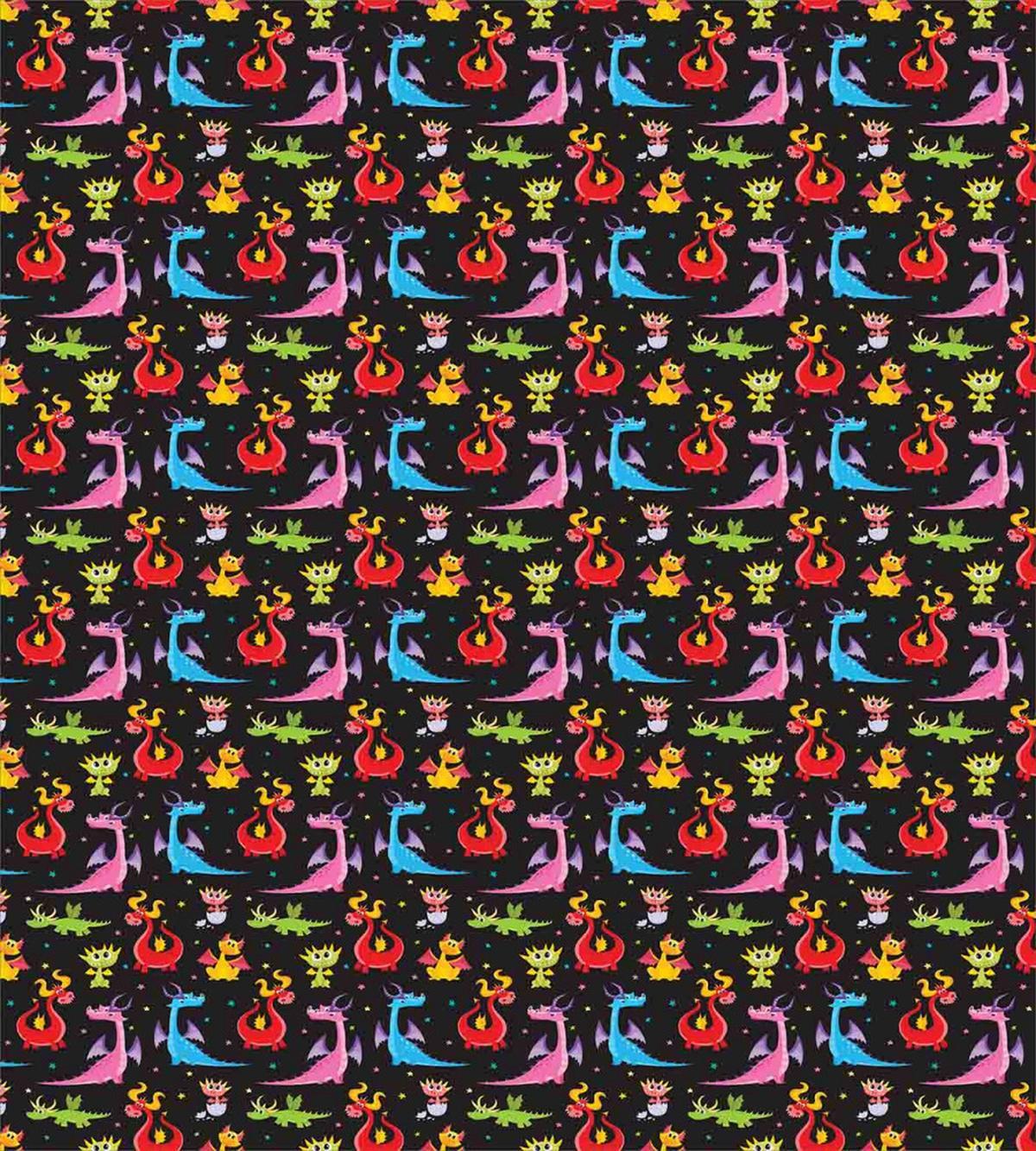 Colorful Stars on Black — Pattern