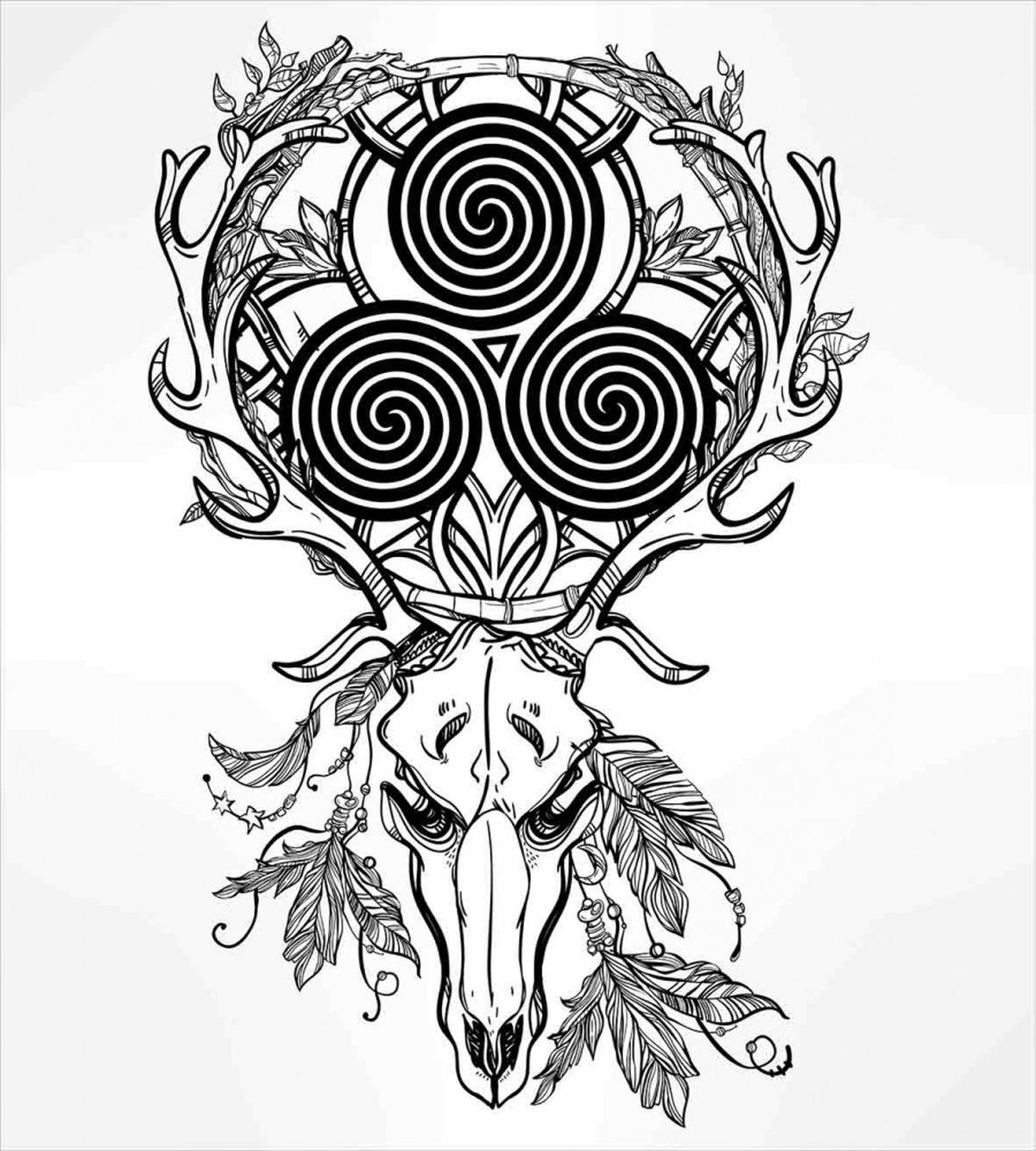 Deer Skull Feather Boho — Pattern