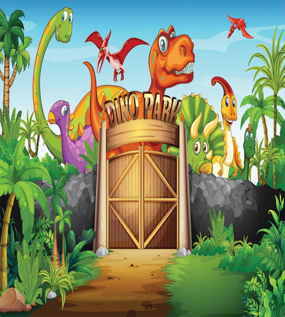 Wild Dinosaurs Park Door — Pattern