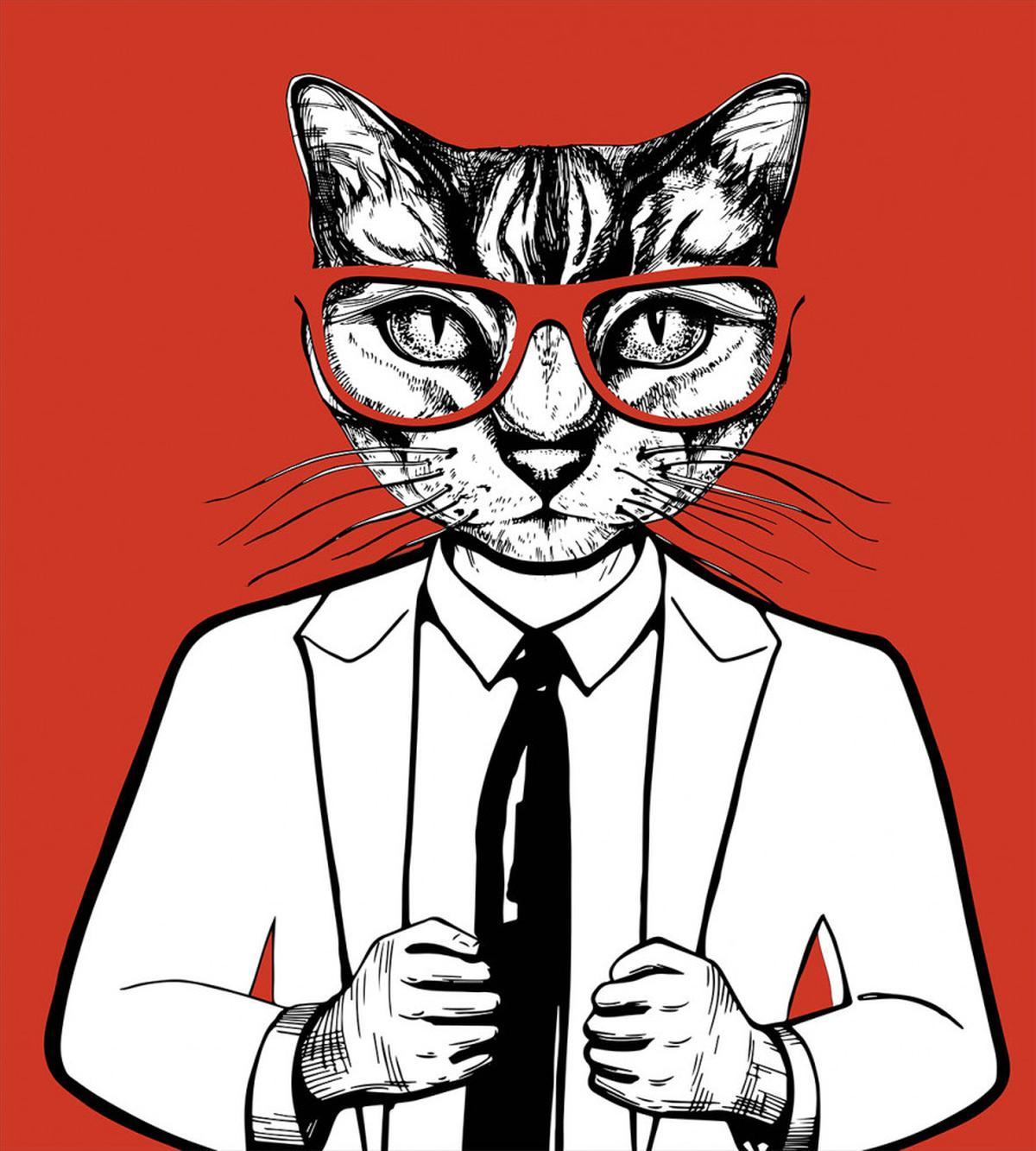 Funny Businessman Cat Suit — Pattern