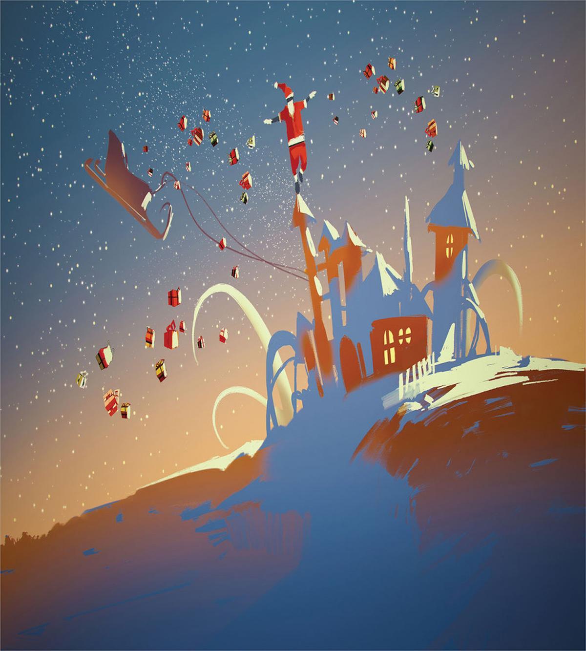 Santa Claus and Gift — Pattern