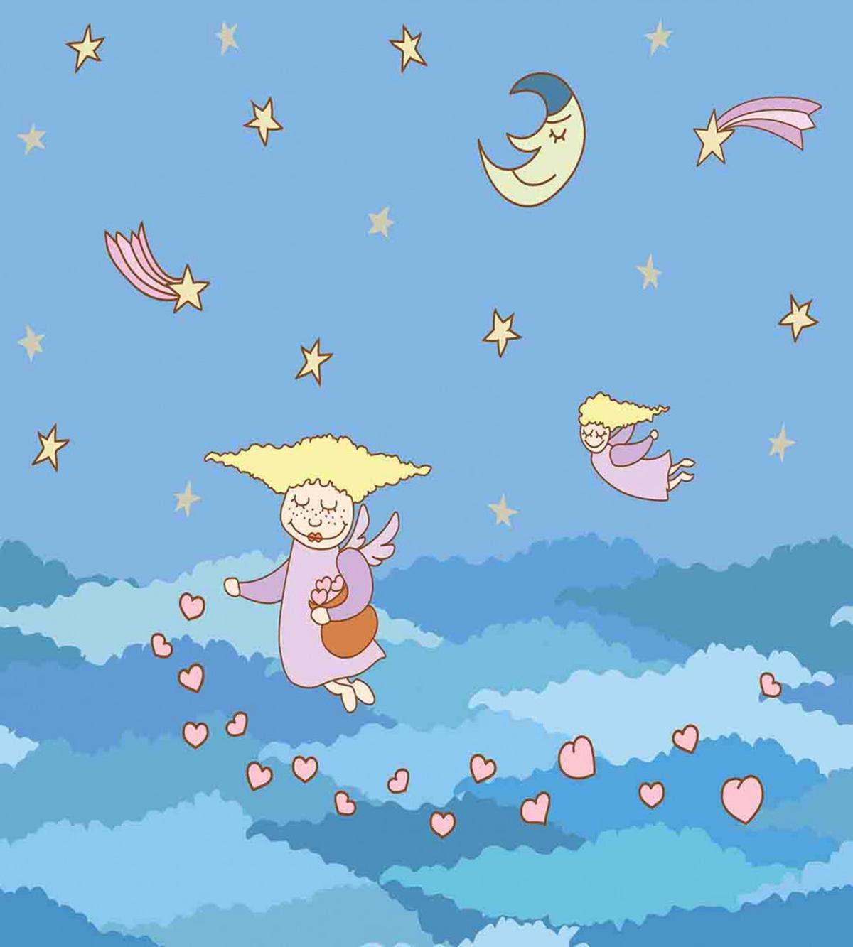Cartoon Flying Girls — Pattern