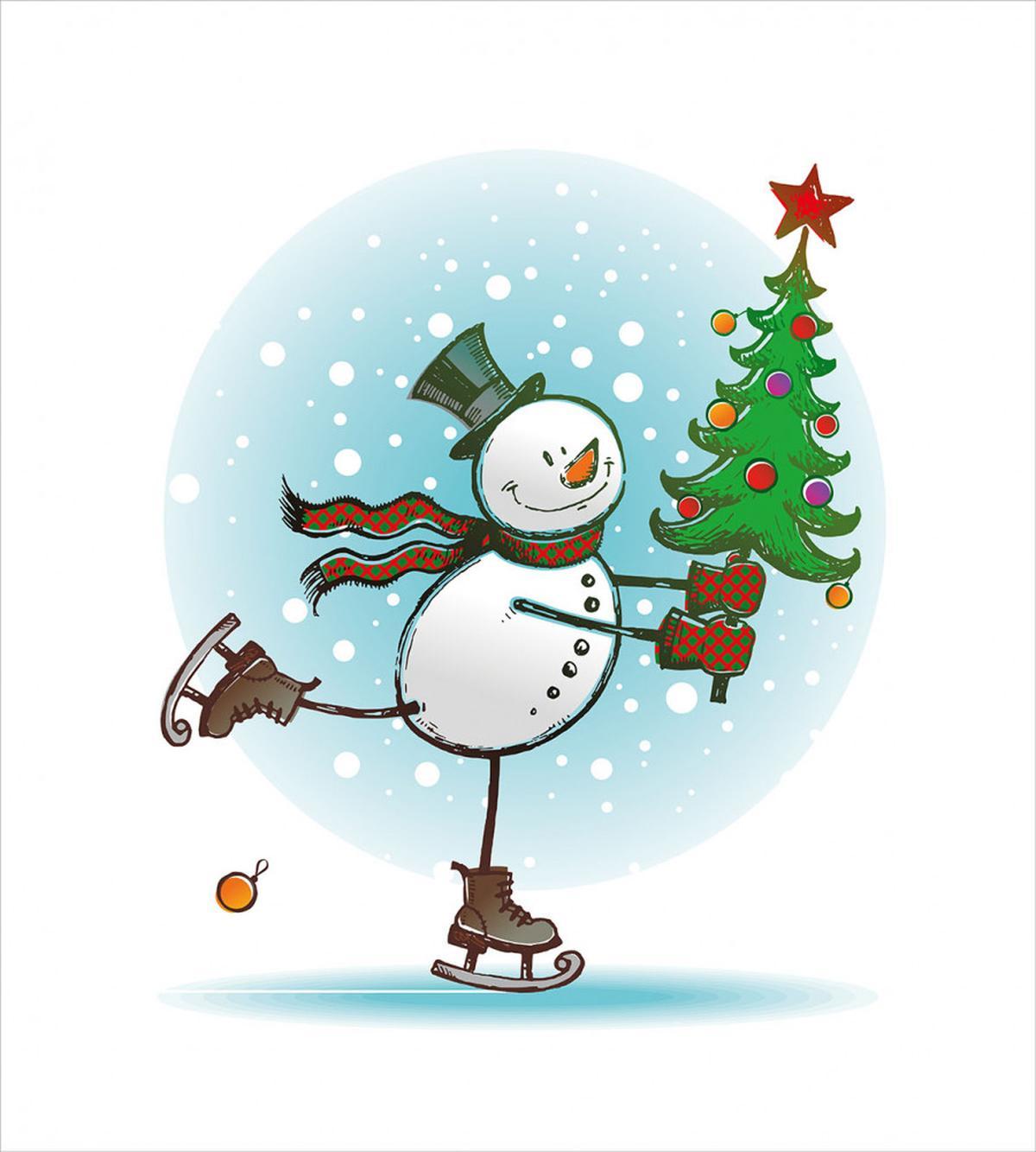 Skating Xmas Tree Snow — Pattern