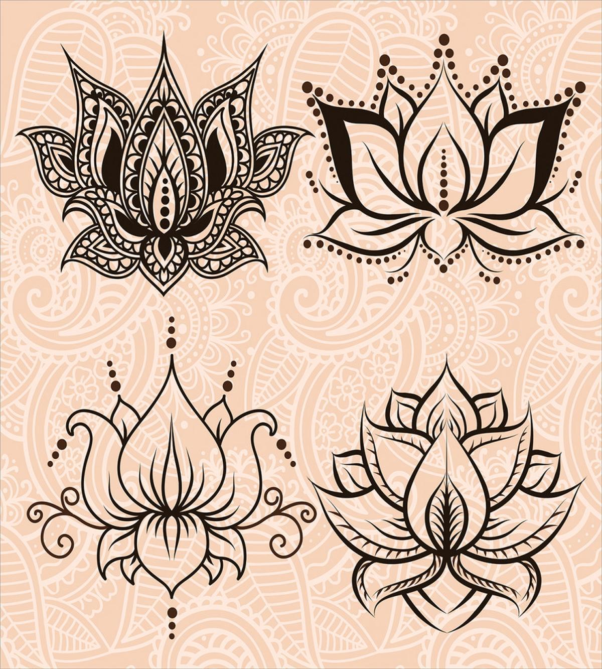 Ornamental Lotuses Swirls — Pattern