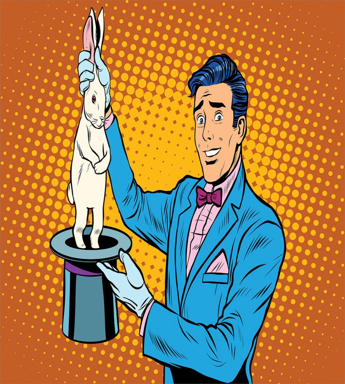Magician Rabbit Pop Art Retro — Pattern