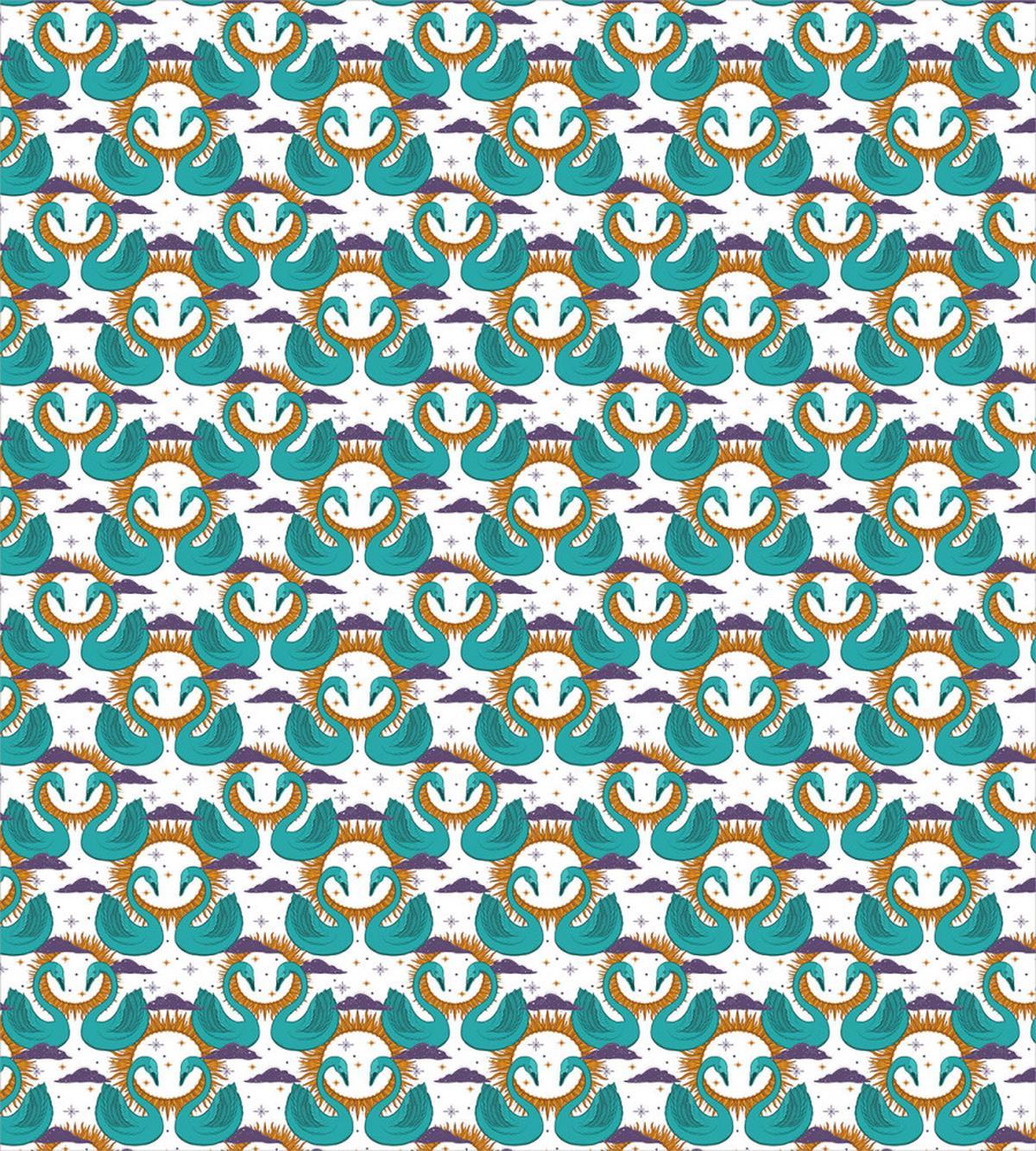 Mystic Aquatic Bird and Sun — Pattern
