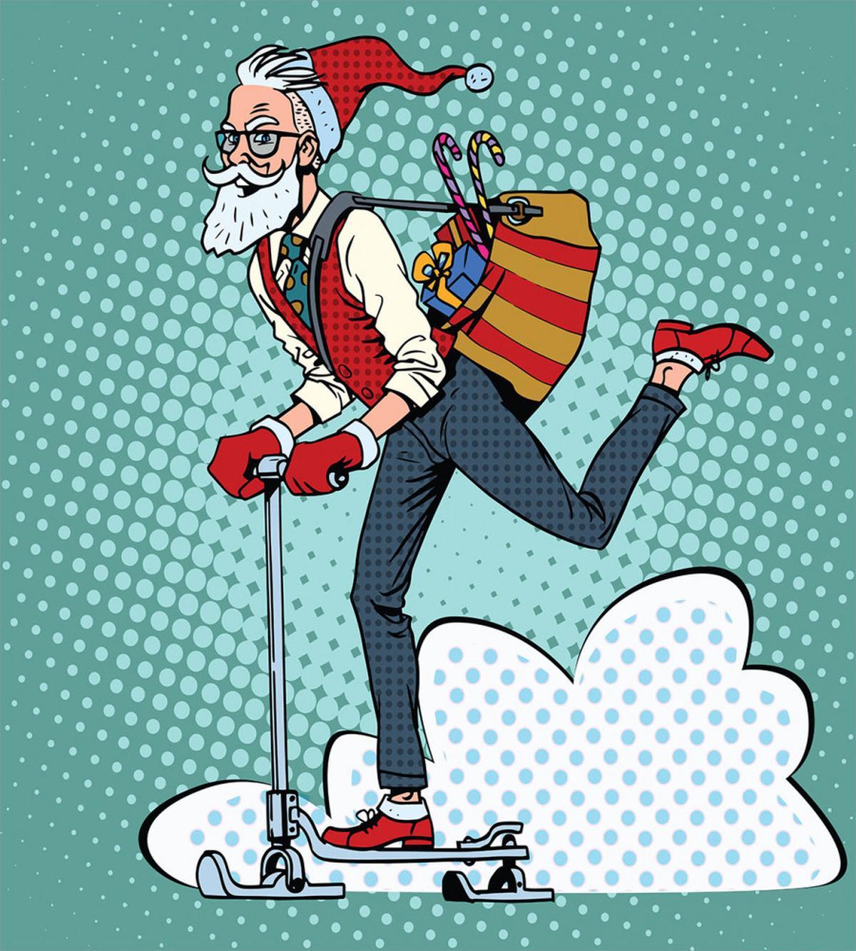 Pop Art Hipster Santa — Pattern