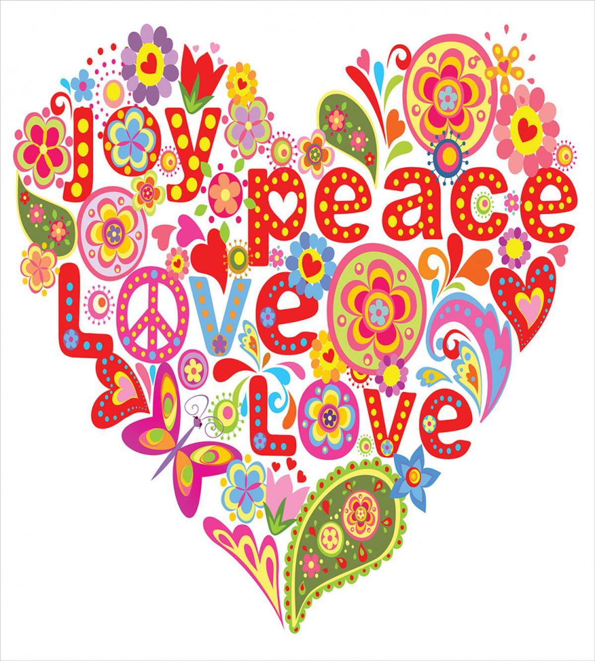 Hippie Floral Heart Sign — Pattern