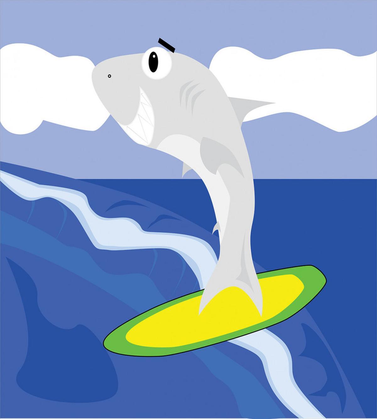 Shark Fish on a Surfboard — Pattern