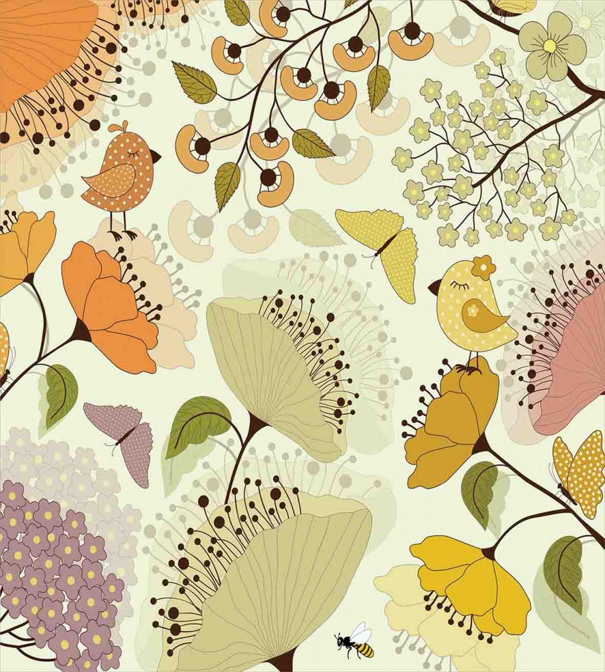 Flowers Birds Butterfly — Pattern