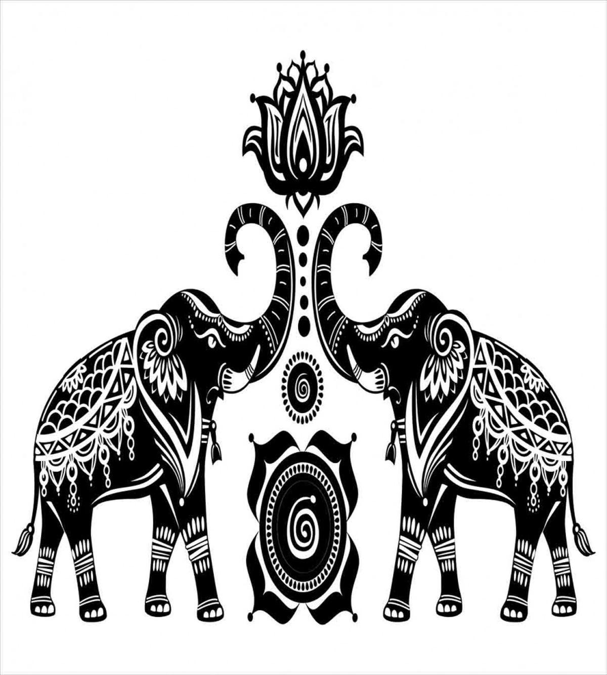 Elephants and Lotus — Pattern