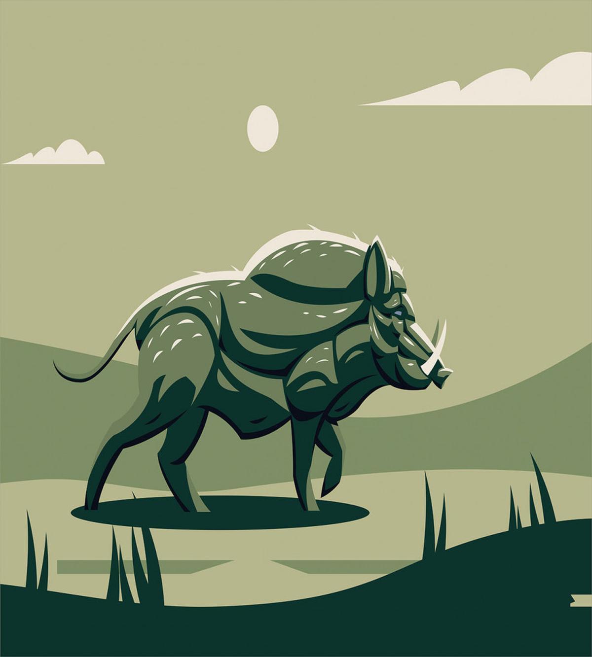 Wild Boar with Tusks Art — Pattern