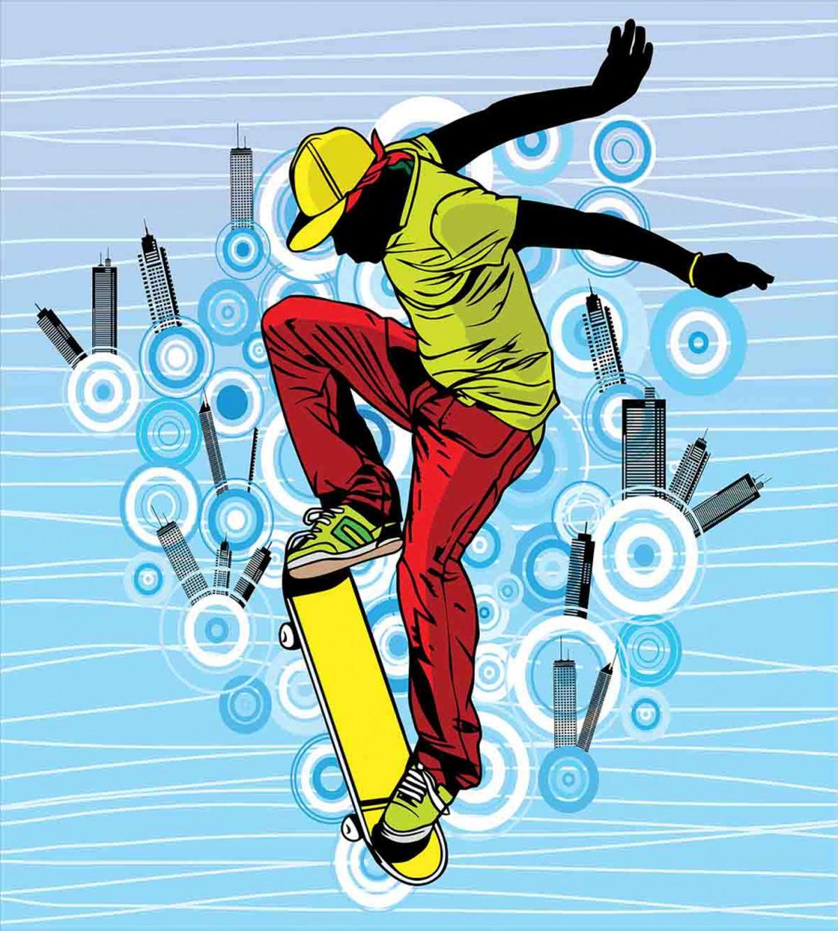 Teenager on Skateboard — Pattern