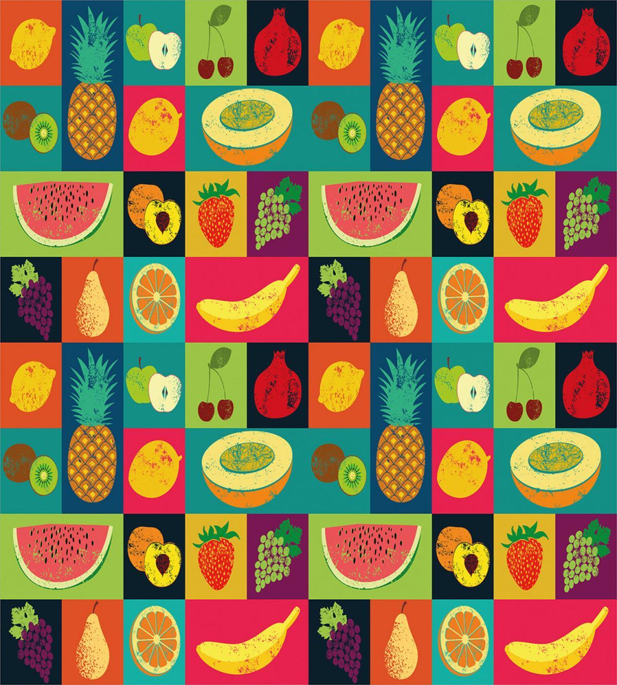 Pop Art Grunge Fruits — Pattern