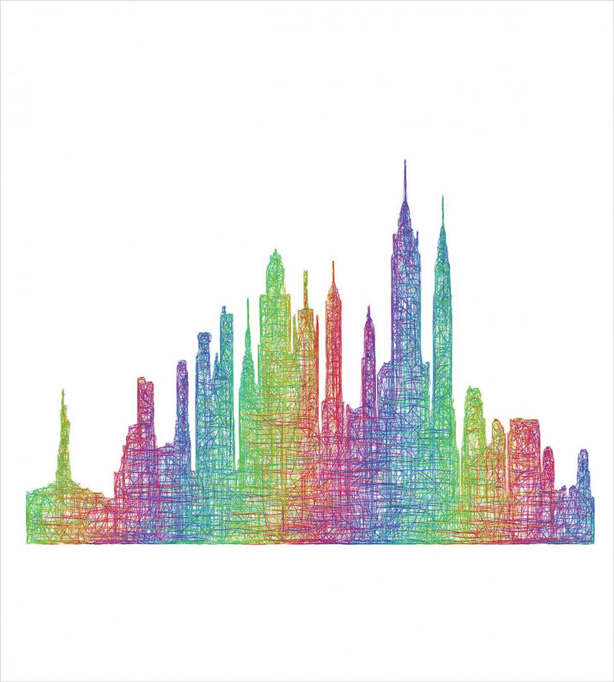 Skyline Creative Hatch Line Art — Pattern