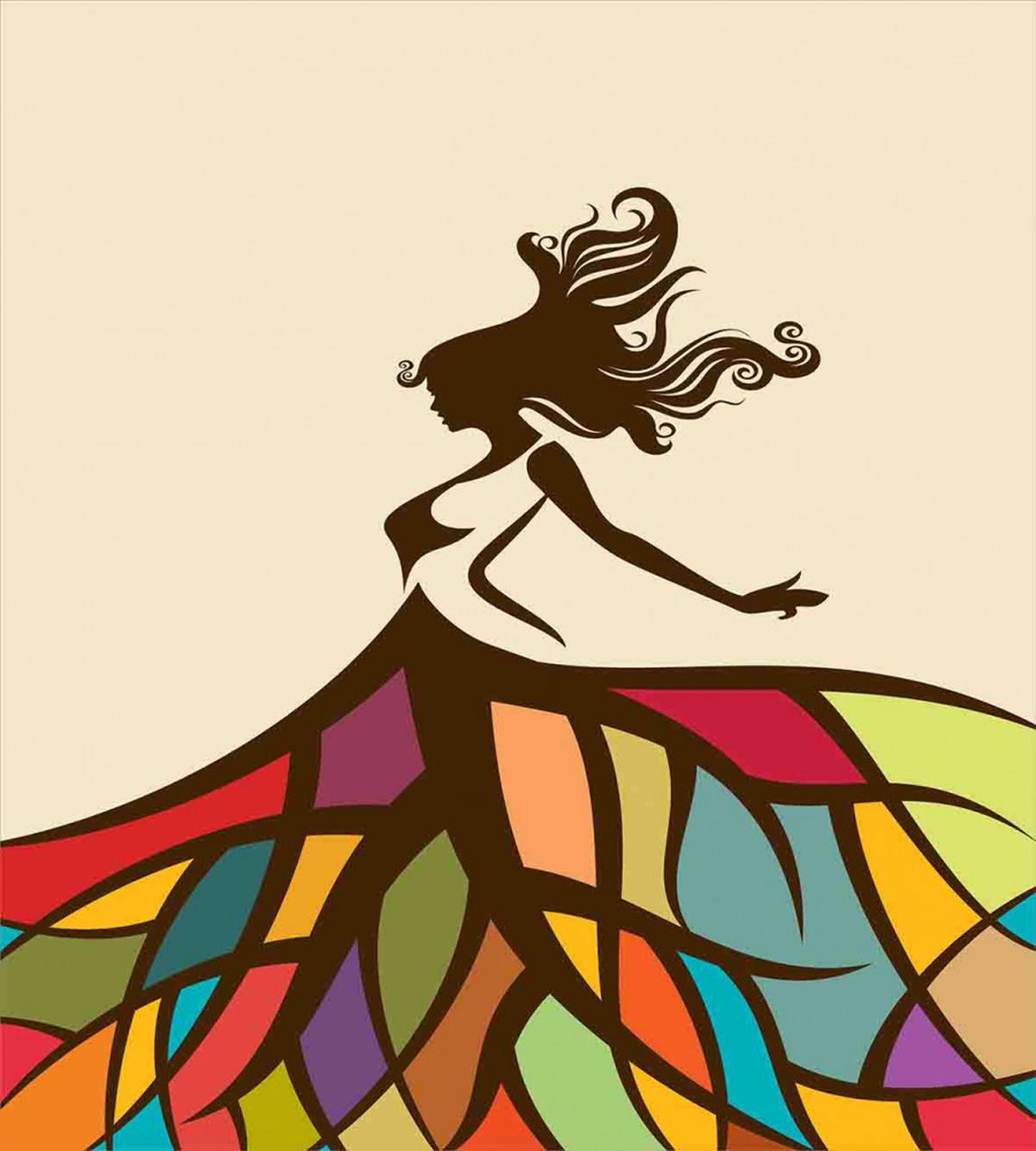 Woman Colorful Skirt Art — Pattern