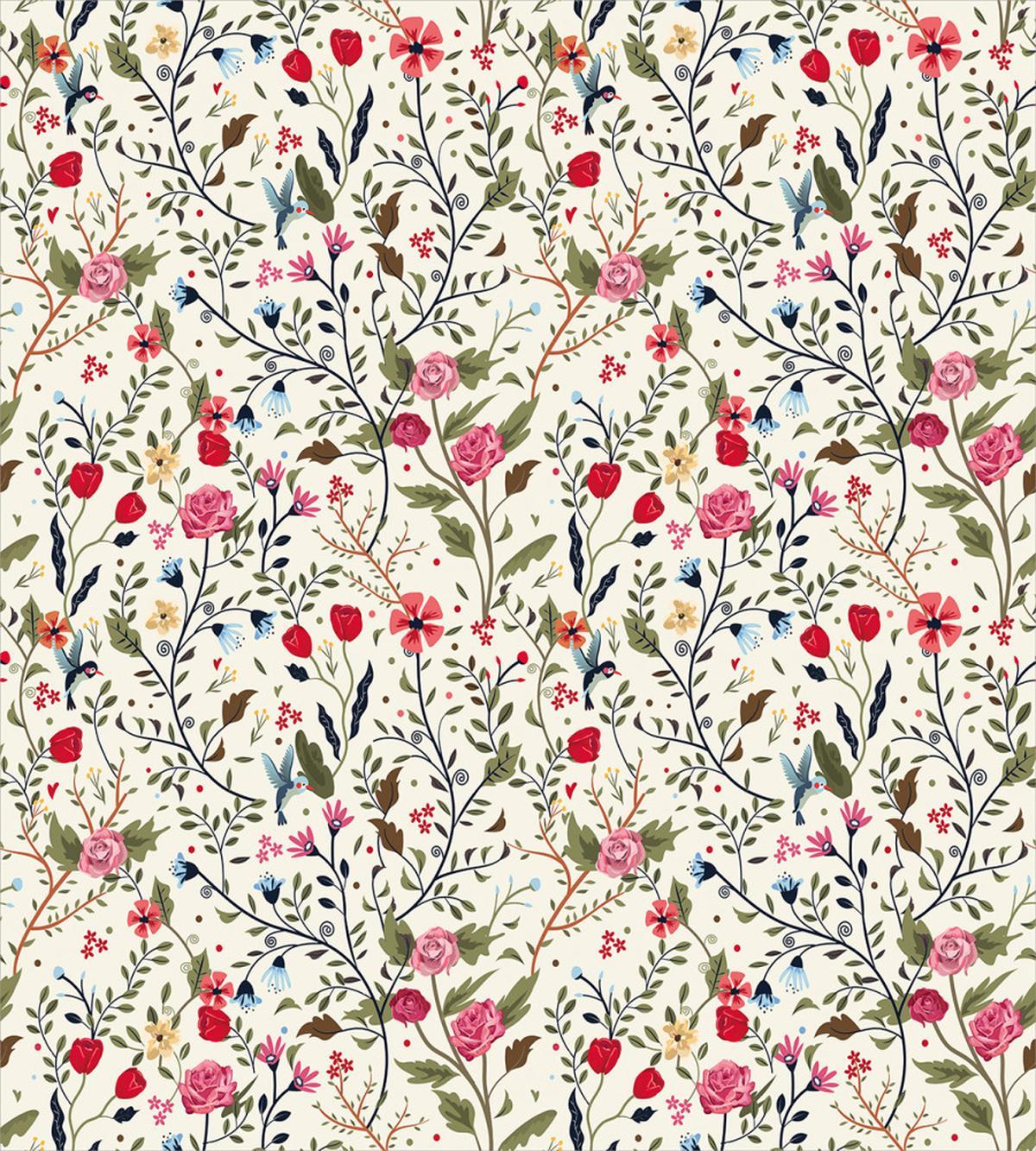 Birds Roses Polka Dots — Pattern
