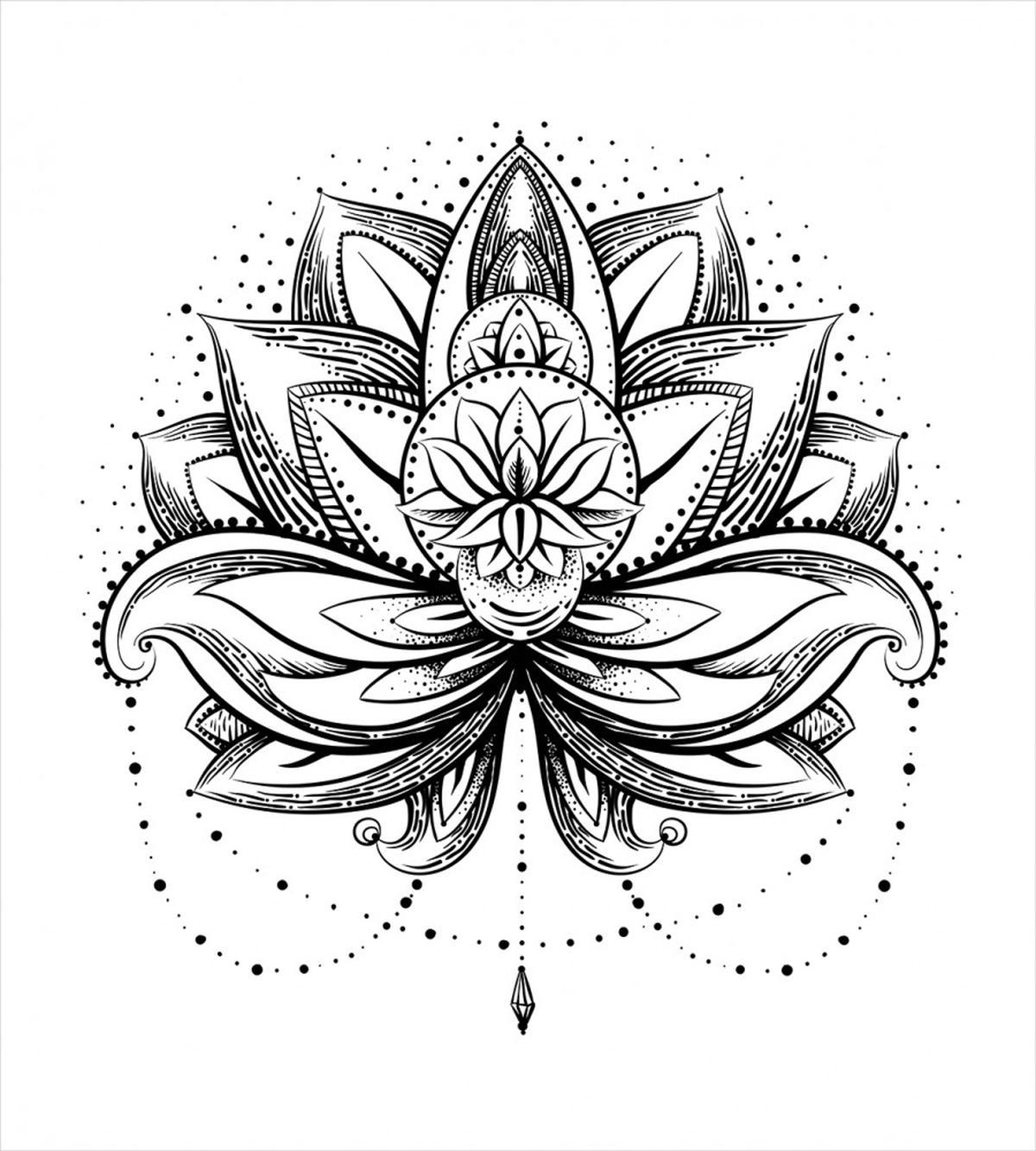 Ornamental Lotus Sketch — Pattern