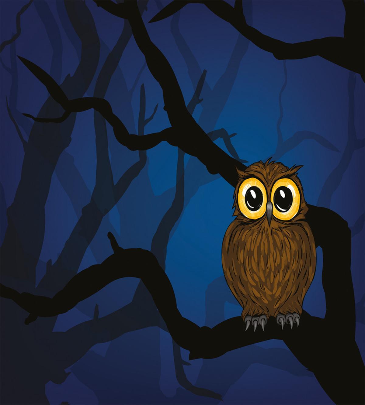 Owl on Tree Branch — Pattern