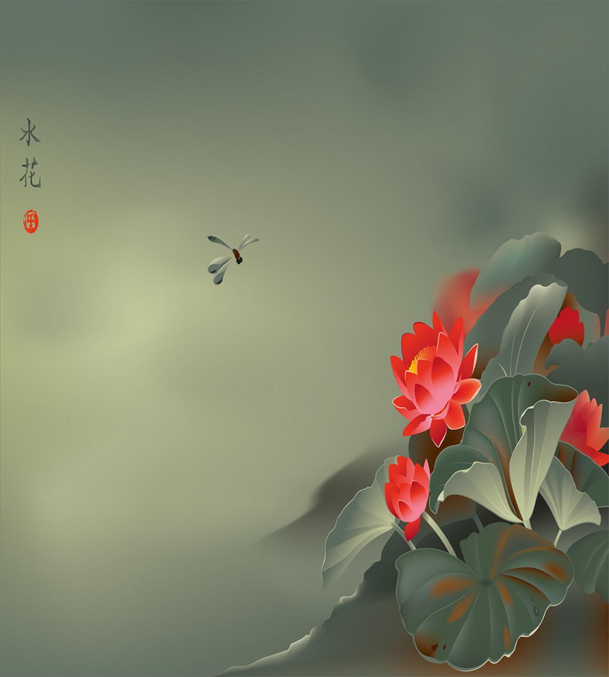 Lotus Blooms Hazy Tones — Pattern